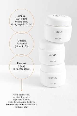 Pirinç Özü İçeren Cilt Bariyerini Destekleyen Yoğun Nemlendirici & Aydınlatıcı Krem Mıdha Rice Cream