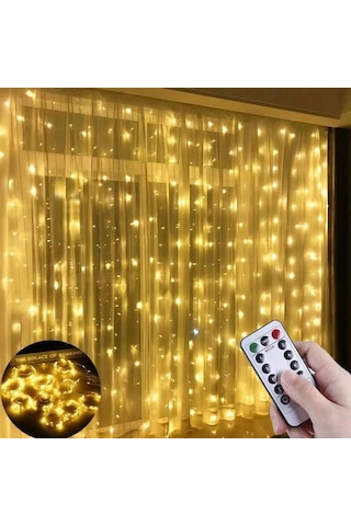 Gajeena Yatak Odası Dekoratif Işık Zinciri - 3m 300 Led, Pili Ve Kumanda İle, Perde/duvar Aydınlatma, Stüdyo/ev Ambiyans Işığı Beyaz