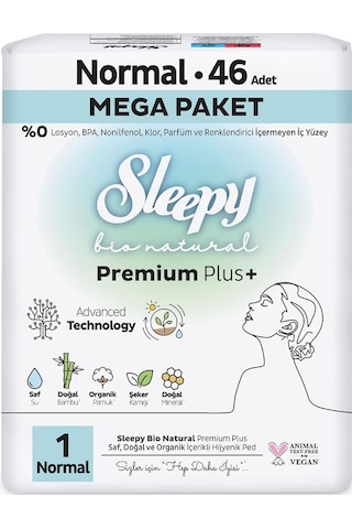 Sleepy Bio Natural Premium Plus Hijyenik Ped Mega Paket Normal 46x5 230 Adet
