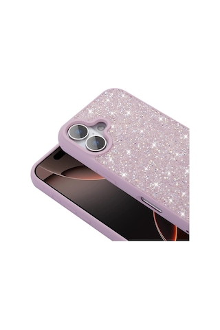 Apple Uyumlu iPhone 16 Kılıf Parlak Taşlı Tasarım Zore Pırlanta Kapak - Pembe Pembe