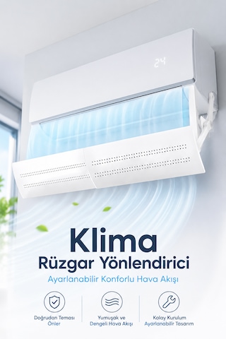 Ayarlanabilir Delikli Klima Hava Yönlendirici 58-105 Cm Rüzgar Önleyici Klima Siperliği Deflektör 1pcs