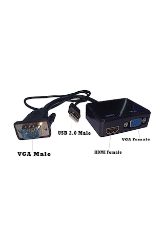 Vga To Vga+Hdmı+3.5Mm Çevirici Dönüştürücü 4772P Adaptor Monitör