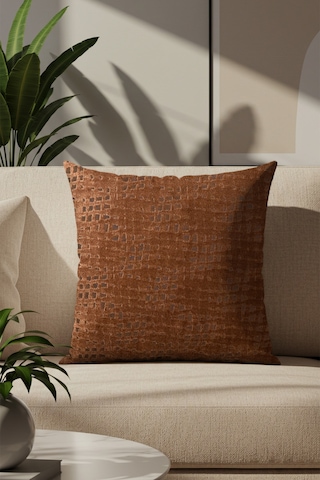 Sezyon Riva Desenli 50 50 Kahverengi Kırlent Kılıfı Kahverengi