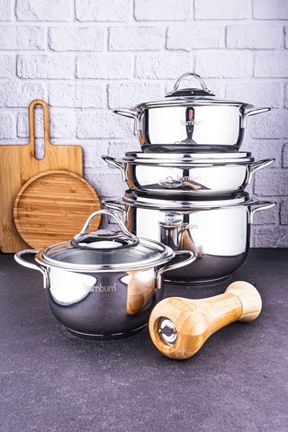 Harmony 8 Parça Çelik Tencere Seti Gümüş