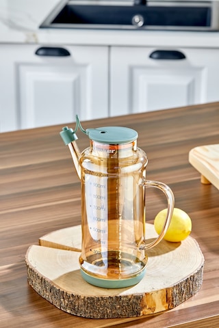 Cooker 1.1 Litre Borosilikat Cam Yağdanlık Ve Sirkelik Zeytinyağ Şişesi Şeffaf Yeşil