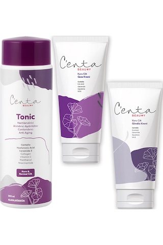 C'enta Beauty Kuru Ciltler için Gündüz Kremi 50 ML + Gece Kremi 50 ML + Tonik 200 ML