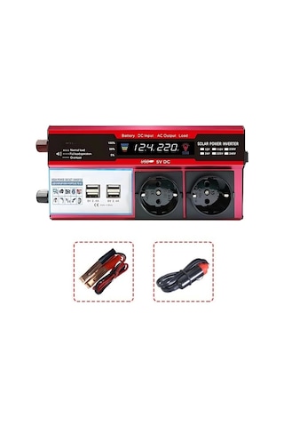 12v 2000w Modifiye Sinüs İnverter Araç Ve Güneş Enerjisi Uyumlu, Çift Usb, Çift Priz Ve Çakmaklık