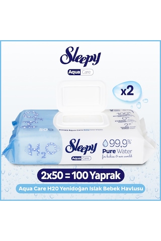 Sleepy AquaCare H2O Yenidoğan Islak Bebek Havlusu 2x50