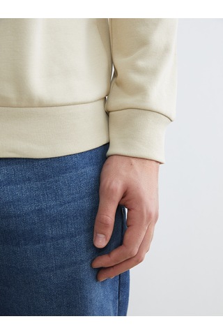 Lcwaıkıkı Basic Bej Bisiklet Yaka Erkek Kalın Sweatshirt