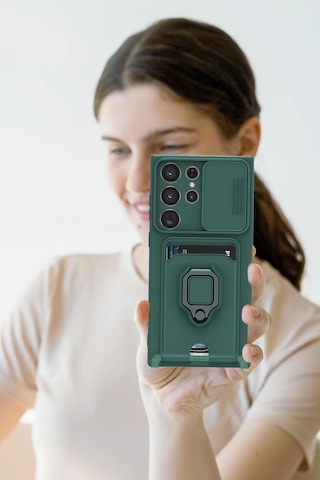 Mey İthalat Samsung Galaxy Uyumlu - S25 Ultra Kılıf Zuma Kartvizitli Yüzüklü Silikon - Lila