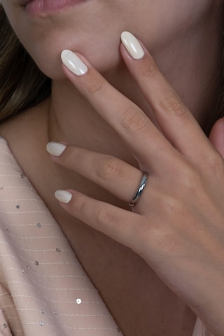 3mm İnce Bombeli Parlak Erkek Kadın Unisex Çelik Alyans Yüzük Cl27 Beyaz