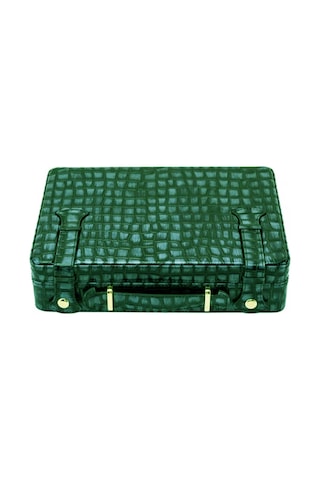 Croco Desen Seyahat Puro Kutusu Humidor İçi Sedir Yeşil 18's