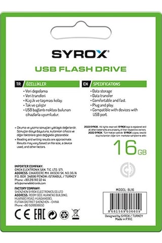 Syrox 16 Gb Usb Flash Bellek Bold Bl16