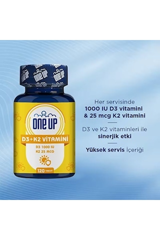 One Up D3 + K2 Vitamini 120 Tablet 2 Adet