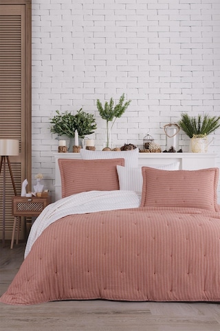 İyi Geceler İstanbul Soft Dreams Kiremit Çift Kişilik %100 Pamuk Natural Yatak Örtü Seti Kiremit