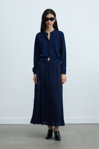 Suud Collection Lacivert Lea Triko Hırka