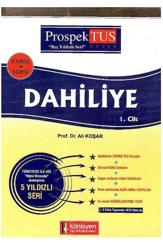 Dahiliye 1. Ve 2. Cilt Takım Konu Ve Soru İçerikli - Prof.dr.ali Koşar