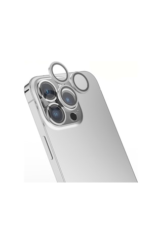 Apple Uyumlu iPhone 15 Pro Zore Mikro Kamera Lens Koruyucu Gümüş