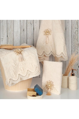 Clara Nazik Home Banyo Havlusu 90x150 Cm Bej