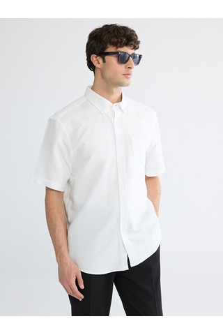 Lcwaıkıkı Classic Beyaz Regular Fit Armürlü Erkek Basic Gömlek