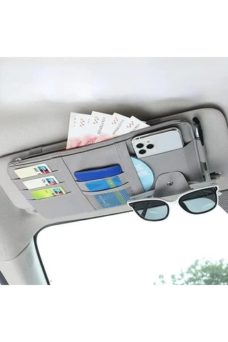 Araba Güneşlik Organizatör Oto Iç Aksesuarları Depolama Cep Kılıfı Pu Beige