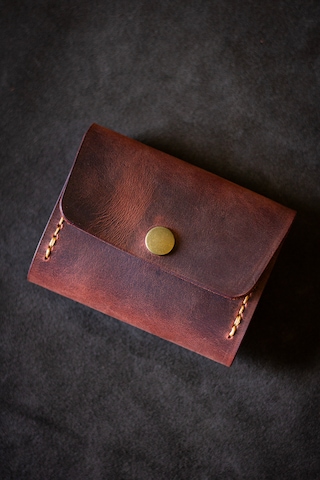 Hi Leather Nerio Hakiki Deri Kartlık El Yapımı Akordeon 10 Bölmeli, Kişiye Özel Bakır