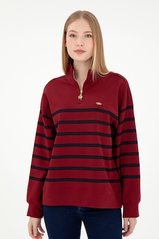 U.S. Polo Assn. Kadın Bordo Fermuarlı Dik Yaka Sweathirt 50298989-VR014