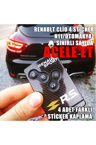 Renault Clio 4 Anahtarlık Sticker Etiket Kaplama Tuning Modifiye Monster - Sarı - Mavi - Rs