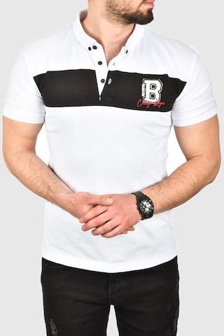 Deepsea Erkek Beyaz Slim Fit Nefes Alan Pamuklu Kumaş Dar Kesim Kıvrılmaz Yaka Polo Yaka Tişört 2503019 Beyaz
