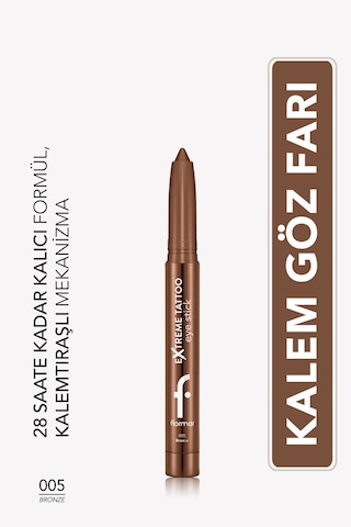 Flormar Extreme Tattoo Mat & Işıltılı Asansörlü Kalemtıraşlı Jel Göz Kalemi & Far Stick 8682536119009 005bronze