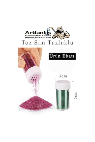 Mor Toz Sim Tuzluklu 7 Gr 3 Adet Renkli Toz Sim Epoksi Reçine Okul Etkinlik Dekarasyon Slime