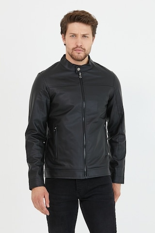 Erkek Siyah Yeni Sezon Dar Kesim Deri Ceket Mont-Siyah