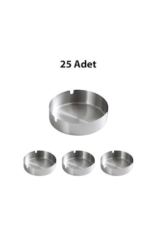 25 Adet Çelik 8 Cm Kafe Restaurant Lokanta Yuvarlak Kül Tablası Küllük