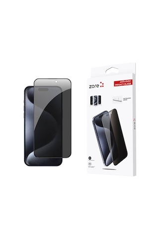 Apple Uyumlu iPhone 15 Pro Max Zore Anti-dust Privacy Temperli Ekran Koruyucu