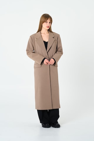 Kadın Bej Oversize Uzun Ceket Bej