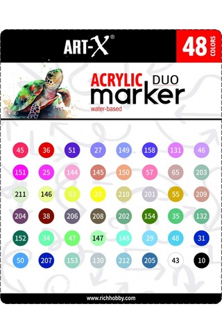 Art-x Akrilik Marker Çift Tarafli Profesyonel Kalem Seti 48 Renk 18053