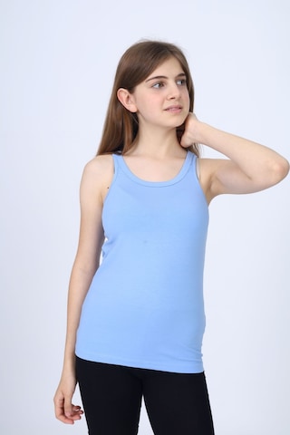 Toontoy Kız Çocuk Bisiklet Yaka Basic Atlet Mavi