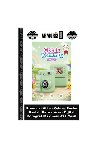 Premium Video Çekme Resim Baskılı Hatıra Aracı Dijital Fotoğraf Makinesi A29 Yeşil