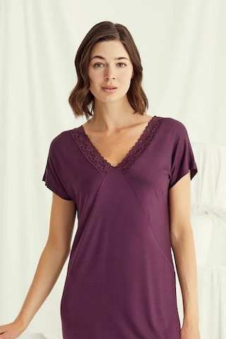 Monamise 18500 Kadın V Yaka Kısa Kollu Gecelik-bordo Bordo