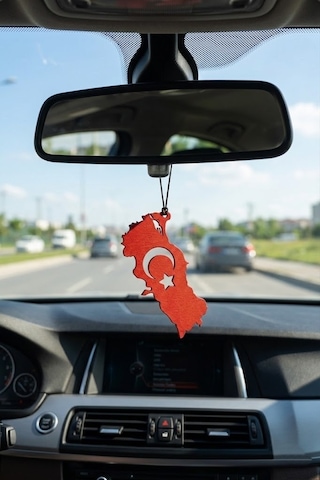 Araç İçi Dikiz Aynası Süsü Türkiye Haritası 9x4 Cm Kırmızı
