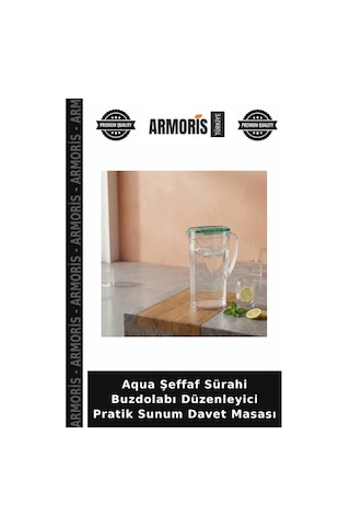 Aqua Şeffaf Sürahi Buzdolabı Düzenleyici Pratik Sunum Davet Masası