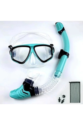 Urbannest Profesyonel Tüplü Dalış Maskesi Şnorkel Takım Elbise - Yetişkin Silikon Etek - Siyah All Black Çok Renkli