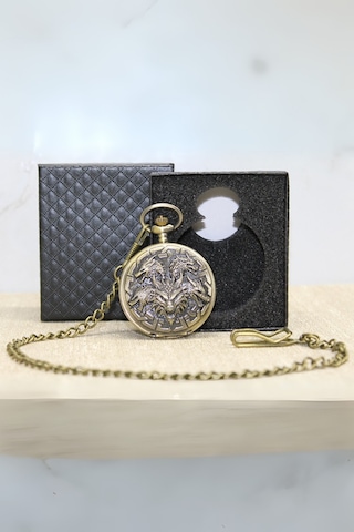 Büro Ev Ofis Hediyesi İçin Kutulu Antik Ejderha Motif Köstekli Saat