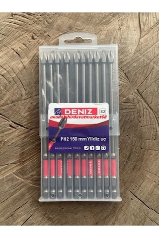Dnz S2 İmpact Ph2 Mıknatıslı Yıldız Bits Uç Ph2 Sac Vida Sıkma Ucu 10pcs 150mm Matkap Ucu