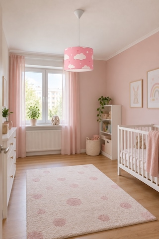 Şenay Aydınlatma Bebek ve Çocuk Odası Silindir Kumaş Sarkıt Avize Pembe Bulut