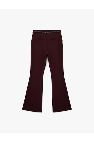 Koton Slim Fit Cepli Kemer Detaylı İspanyol Paça Kumaş Pantolon Bordo 6wak40024uw Bordo