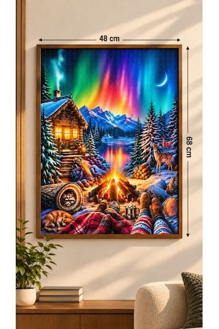 1000 Parça Kuzey Işıkları Puzzle 48 X 68 Cm Yüksek Baskı Kaliteli Eğlenceli Ve Eğitici Puzzle