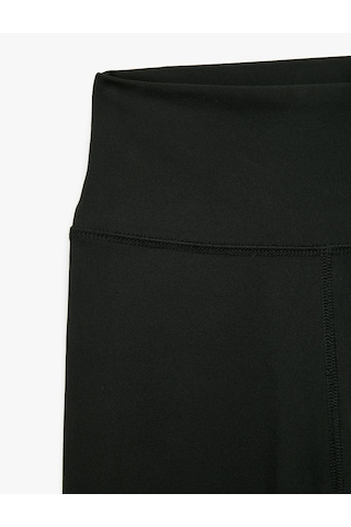 Koton Slim Fit Yüksek Bel İnterlok Kumaş Spor Tayt Siyah 7wak40031nk