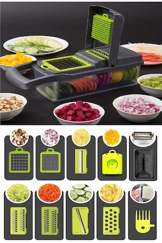 Çok Fonksiyonlu Sebze Doğrayıcı Lüx Rende Hazneli Sebze Patates Dilimleyici Doğrayıcı Mutfak Seti