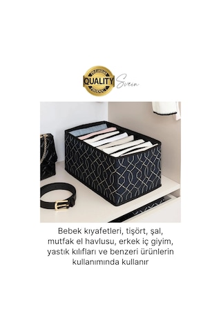 Çok Amaçlı Siyah 8 Gözlü Çekmece Dolap İçi Düzenleyici Organizer Büyük Large Boy Tshirt El Havlusu Çok Renkli